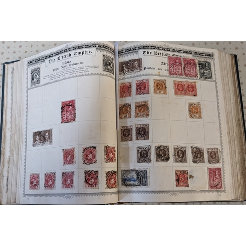 378 - Collections; three old albums of world stamps, picked/remaindered in varying degrees. Generally comm... 