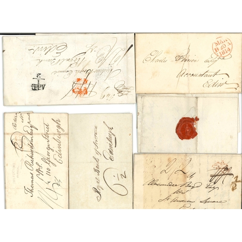 3124 - Scottish Postal History; 1802-50 selection of eleven unstamped covers/entires from/to/within Scotlan... 