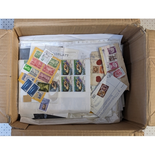 365 - Mixed Lots; medium box with clearance lot of all-world pages and stockleaves, loose stamps, some dup... 