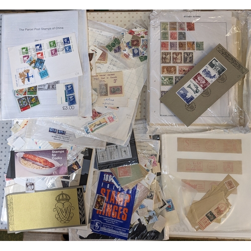 365 - Mixed Lots; medium box with clearance lot of all-world pages and stockleaves, loose stamps, some dup... 