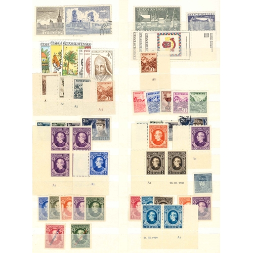 67 - Czechoslovakia; broken stockbook with useful mix inc. 1945-53 mint range (mainly u.m., mainly in set... 