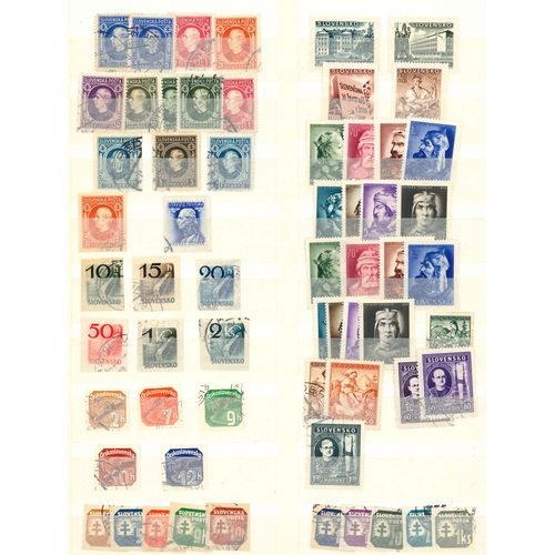 67 - Czechoslovakia; broken stockbook with useful mix inc. 1945-53 mint range (mainly u.m., mainly in set... 