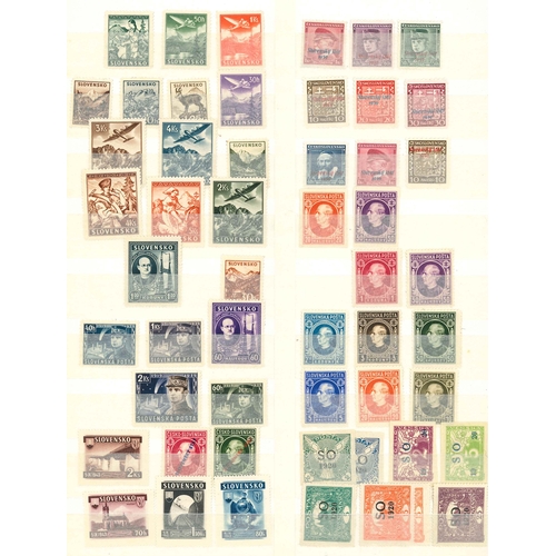 67 - Czechoslovakia; broken stockbook with useful mix inc. 1945-53 mint range (mainly u.m., mainly in set... 