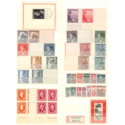 67 - Czechoslovakia; broken stockbook with useful mix inc. 1945-53 mint range (mainly u.m., mainly in set... 