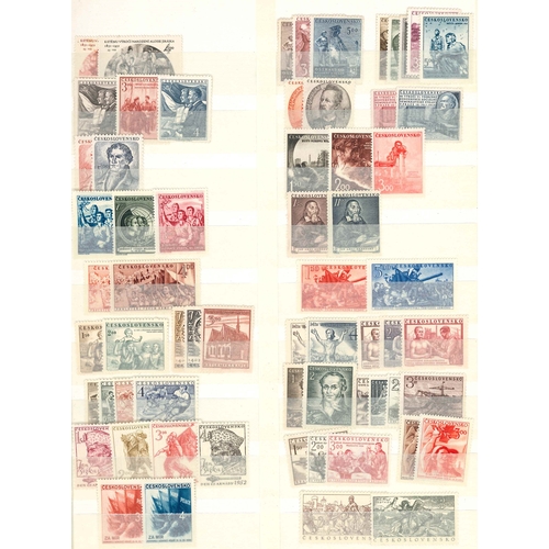 67 - Czechoslovakia; broken stockbook with useful mix inc. 1945-53 mint range (mainly u.m., mainly in set... 