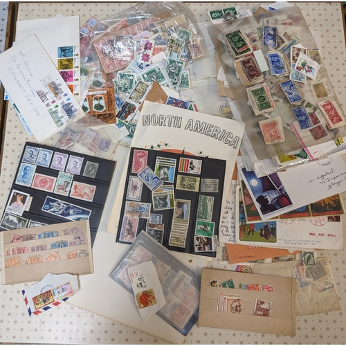 371 - Mixed Lots; A4 paper box filled with 1,000s of loose world stamps (mainly off-paper), some on pages/... 