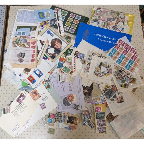 371 - Mixed Lots; A4 paper box filled with 1,000s of loose world stamps (mainly off-paper), some on pages/... 