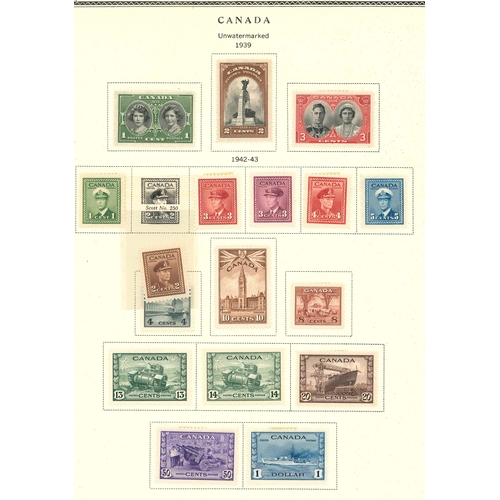 46 - Canada; 1935-49 l.m.m./m.m. on three pages, with 1935 coil set (3), 1937-38 set (11 + 3 coils), 1942... 