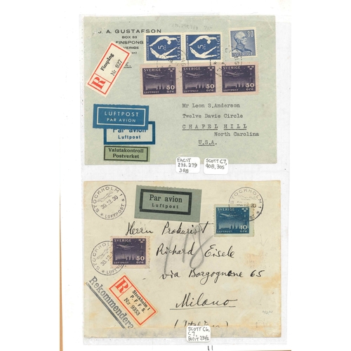 323 - Sweden; 1928-79 collection in album of airmail covers, both philatelic and commercial (30) plus a fe... 