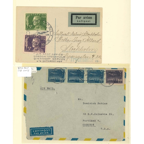 323 - Sweden; 1928-79 collection in album of airmail covers, both philatelic and commercial (30) plus a fe... 