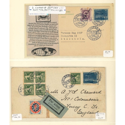 323 - Sweden; 1928-79 collection in album of airmail covers, both philatelic and commercial (30) plus a fe... 