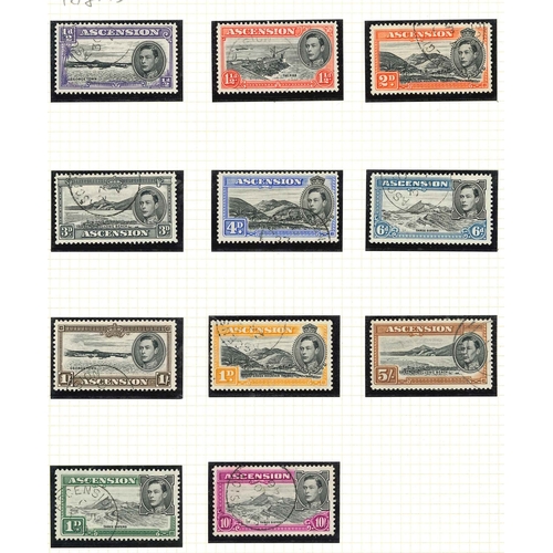 7 - Ascension; 1938-53 KG6 various perf.13½ values to 2/6, and perf.13 to 10/-, all fine used. Cat.£217.... 