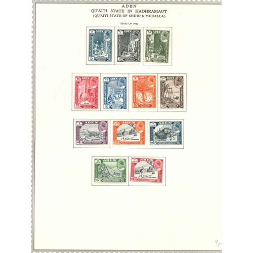 1016 - Commonwealth; few pages of countries A-B mounted mint inc. Aden (Qu’aiti) 1963 set (12), Basut... 