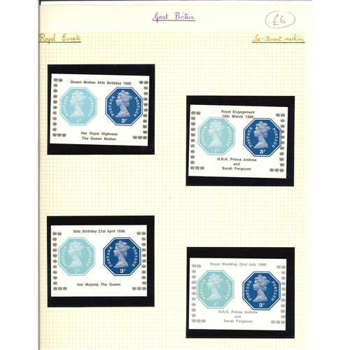 2908 - UK Postal Stationery; Printed to Private Order; 1974-86 nine different miniature sheets u.m., plus o... 