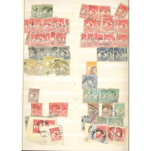 15 - Australia; two worn stockbooks with a duplicated stock of most periods, mainly used, with mixed dupl... 