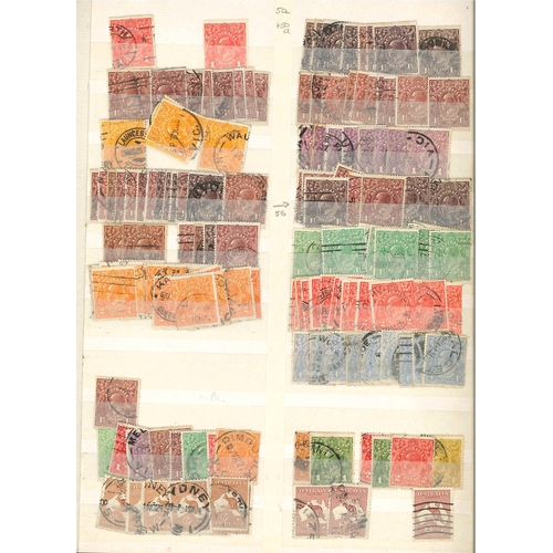 15 - Australia; two worn stockbooks with a duplicated stock of most periods, mainly used, with mixed dupl... 