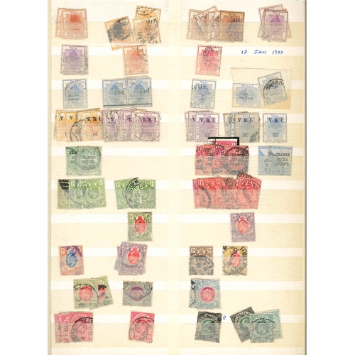 308 - South Africa; stockbook (27 sides with stamps) with stock, often duplicated, of Cape of Good Hope (1... 