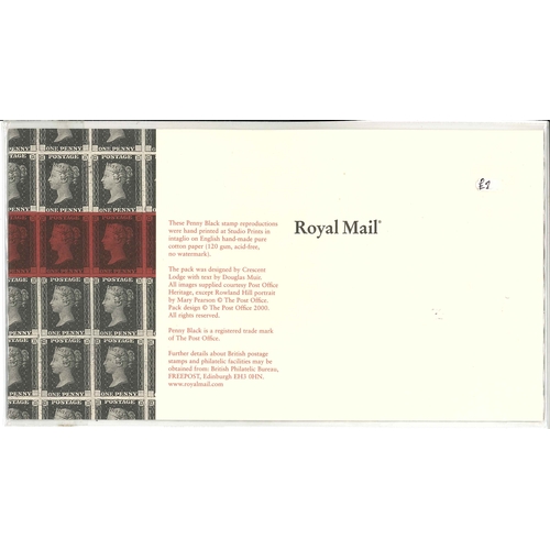 2942 - UK Presentation Packs; 2000 Penny Black Reproduction Pack. Small label stuck to back of clear wrappe... 