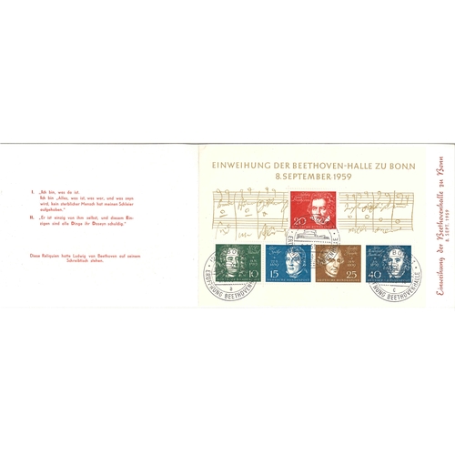 1792 - Germany; West Germany; 1959 Beethoven miniature sheet cancelled with special postmark for opening of... 