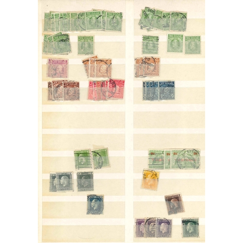 253 - New Zealand; large stockbook (46 sides) with wide range of majority used, mainly odd values, often w... 