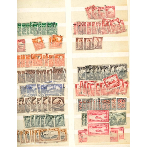 253 - New Zealand; large stockbook (46 sides) with wide range of majority used, mainly odd values, often w... 