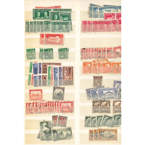 253 - New Zealand; large stockbook (46 sides) with wide range of majority used, mainly odd values, often w... 