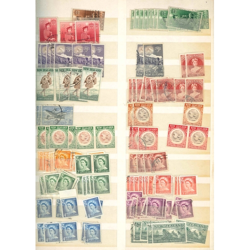 253 - New Zealand; large stockbook (46 sides) with wide range of majority used, mainly odd values, often w... 