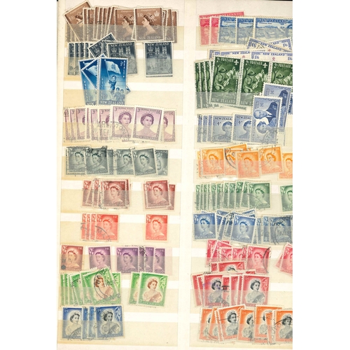 253 - New Zealand; large stockbook (46 sides) with wide range of majority used, mainly odd values, often w... 