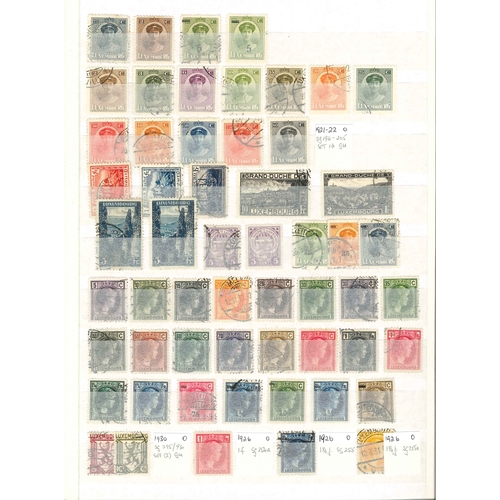 239 - Luxembourg; 1852-1960s m. & u. on stockleaves, from 1852 10c g.u., various 1859-84 Arms inc. 187... 