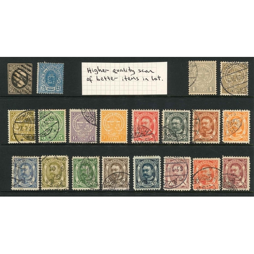 239 - Luxembourg; 1852-1960s m. & u. on stockleaves, from 1852 10c g.u., various 1859-84 Arms inc. 187... 