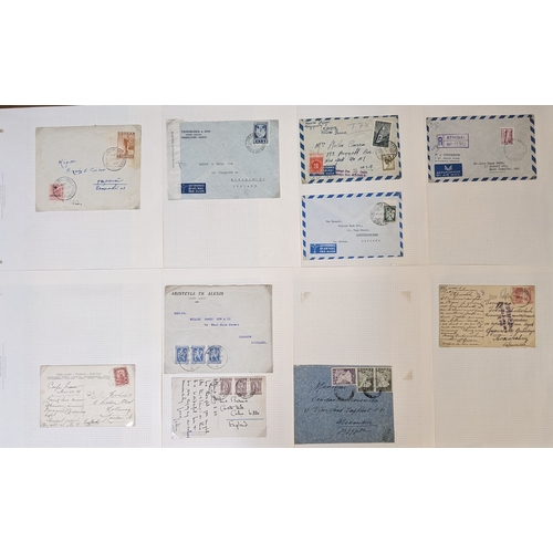 146 - Greece; 1862-1965 interesting and useful collection of covers (only one FDC, some cards) on pages, w... 