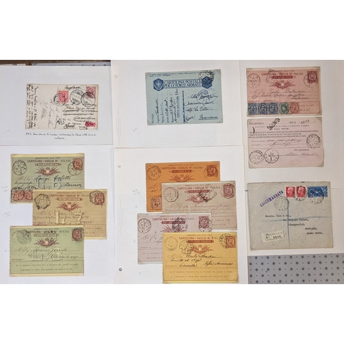 221 - Italy; 1865-c.1940s excellent collection of covers (some cards) and postal stationery on pages, some... 