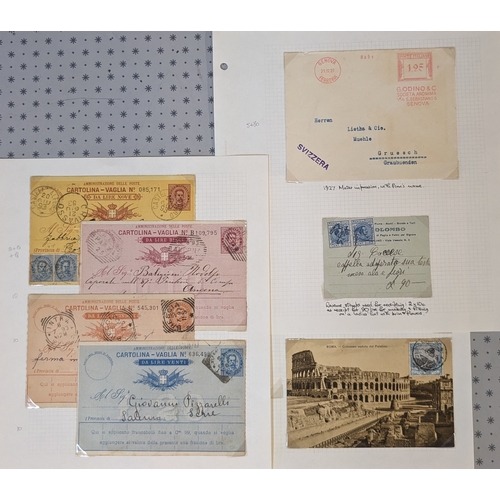 221 - Italy; 1865-c.1940s excellent collection of covers (some cards) and postal stationery on pages, some... 