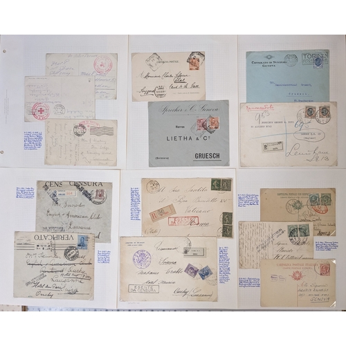 221 - Italy; 1865-c.1940s excellent collection of covers (some cards) and postal stationery on pages, some... 