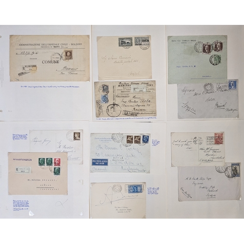 221 - Italy; 1865-c.1940s excellent collection of covers (some cards) and postal stationery on pages, some... 