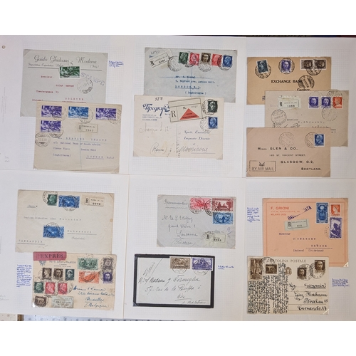 221 - Italy; 1865-c.1940s excellent collection of covers (some cards) and postal stationery on pages, some... 