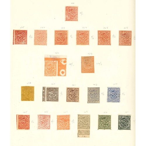 188 - Indian States; Jammu and Kashmir; 1867-94 unused collection on three old pages. Catalogue numbers (a... 