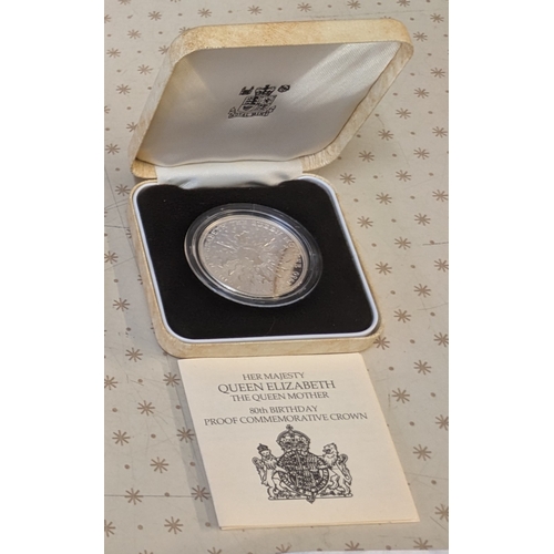 1138 - UK Coins; 1980 Queen Mother silver proof crown in original box.