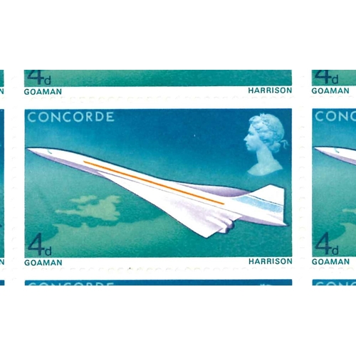 2792 - UK; 1969 Concorde 4d complete u.m. sheet of 120 (various split perfs), one with the 