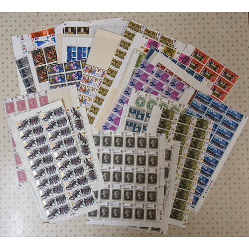 769 - UK Mixed Lots; mainly 1966-70 bundle of u.m. part sheets (all quarter-sheet or larger) of commems, n... 