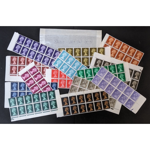 2757 - UK; 1967-70 Machin basic set (16) - 34 u.m. sets, mainly in blocks. Cat.£2 per set = £68... 