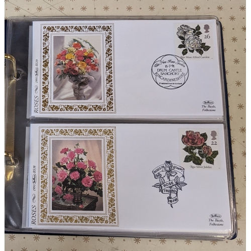 3097 - UK FDCs; 1991 Flowers, Dinosaurs, Ordnance Survey, and Christmas sets on individual Benham 