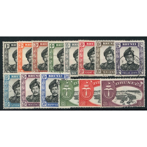 1453 - Brunei; 1952-58 set (14) v.f.u. (1c poorer), SG 100-113 cat.£20.