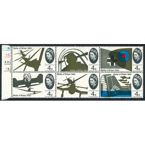 2726 - UK; 1965 Battle of Britain 4d non-phos. sixblock including both the 