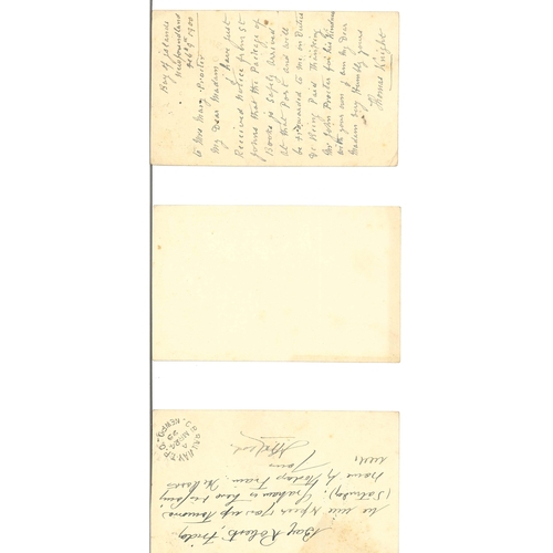 1467 - Canada; Newfoundland; 1880 etc. 1c postal stationery card - three examples; {1} unused, {2} with bar... 