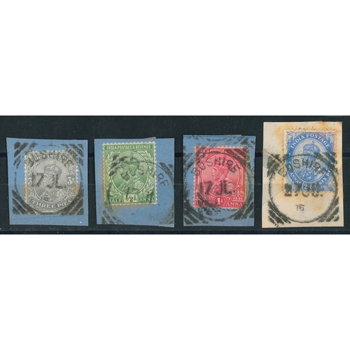 1965 - India; Post Offices Abroad; Bushire; four India KG5 stamps each on piece with larger 