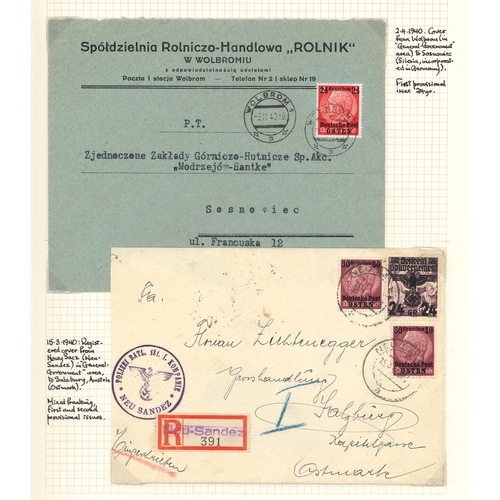 286 - Poland; German Occupation; 1939-45 neat little collection on 12 pages covering various aspects of th... 