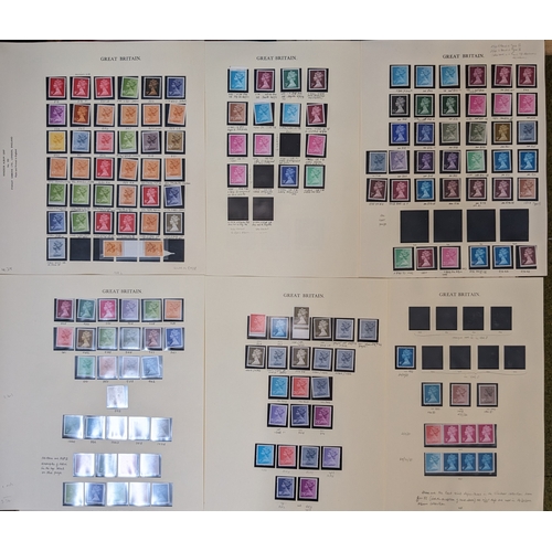 2812 - UK; 1970-83 range of u.m. Machin decimal definitives on seven pages inc. ½p side-band (SG X84... 