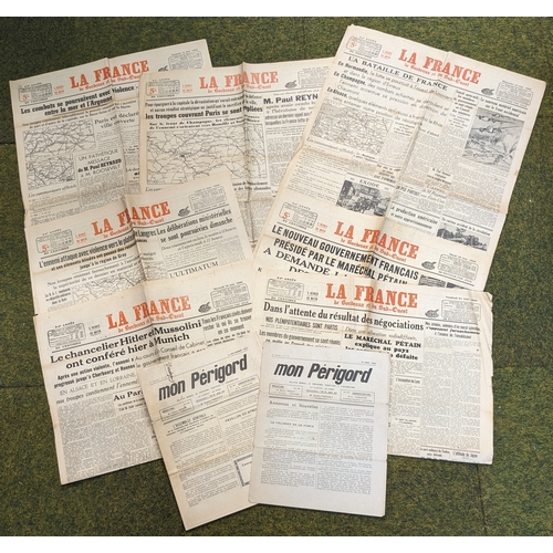 107 - France; Ephemera; February to October 1940 selection of newspapers (single sheets) including many re... 