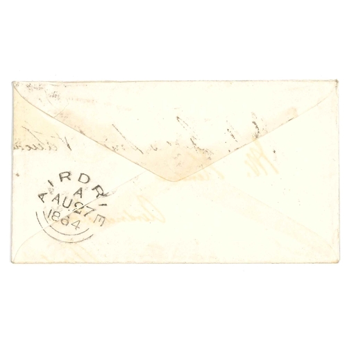 3138 - Scottish Postal History; 1864 cover Edinburgh to Airdrie with Penny Red plate cancelled by fine stri... 